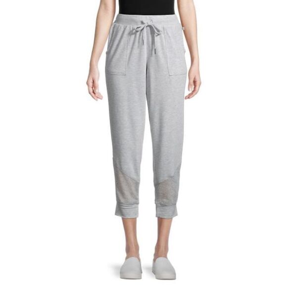 Max Studio Performance Sz Small MA0234B00 PullOn Crop Jogger Mesh Gray Pants $65 - Picture 1 of 8